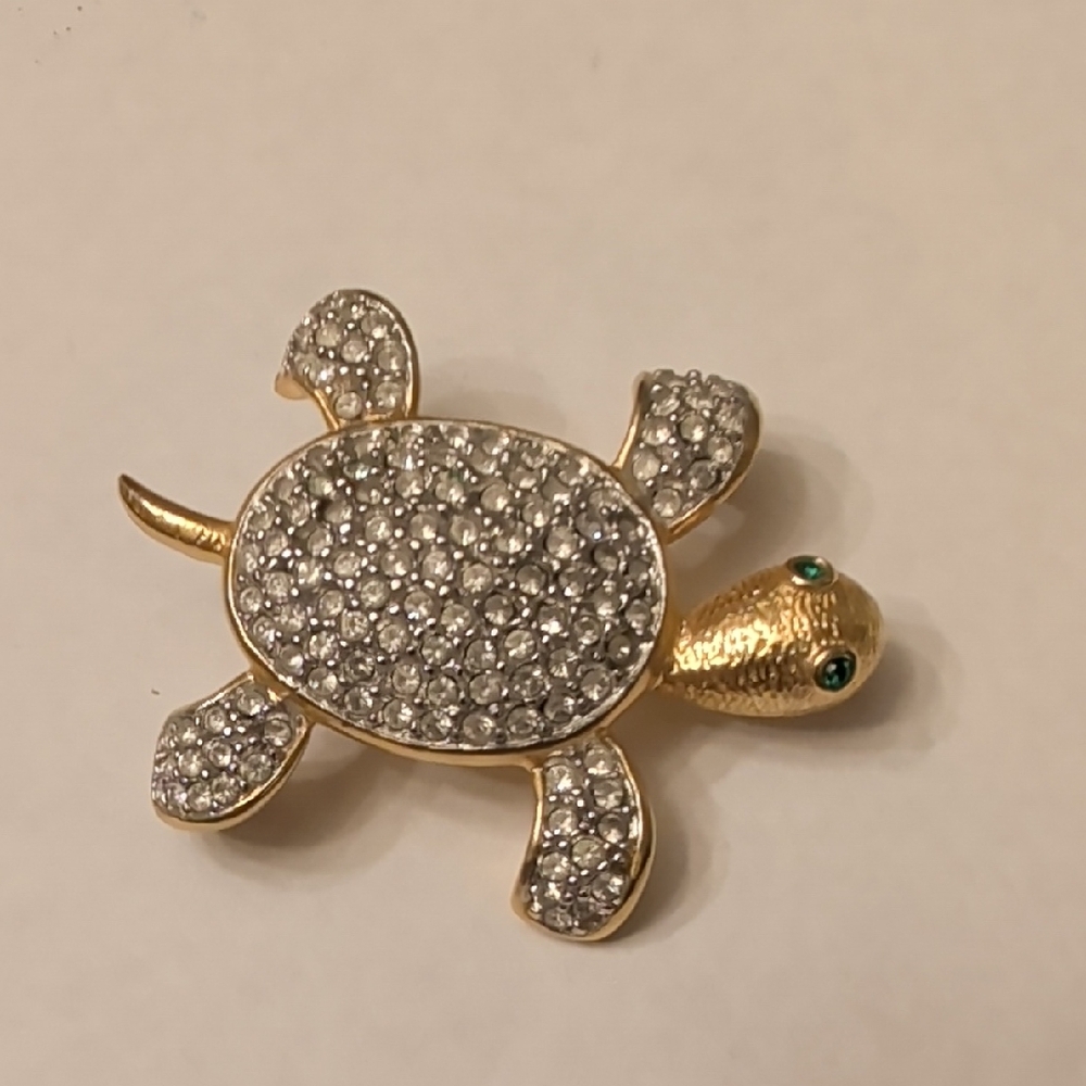 Joan Rivers Gold and Silver Turtle Brooch